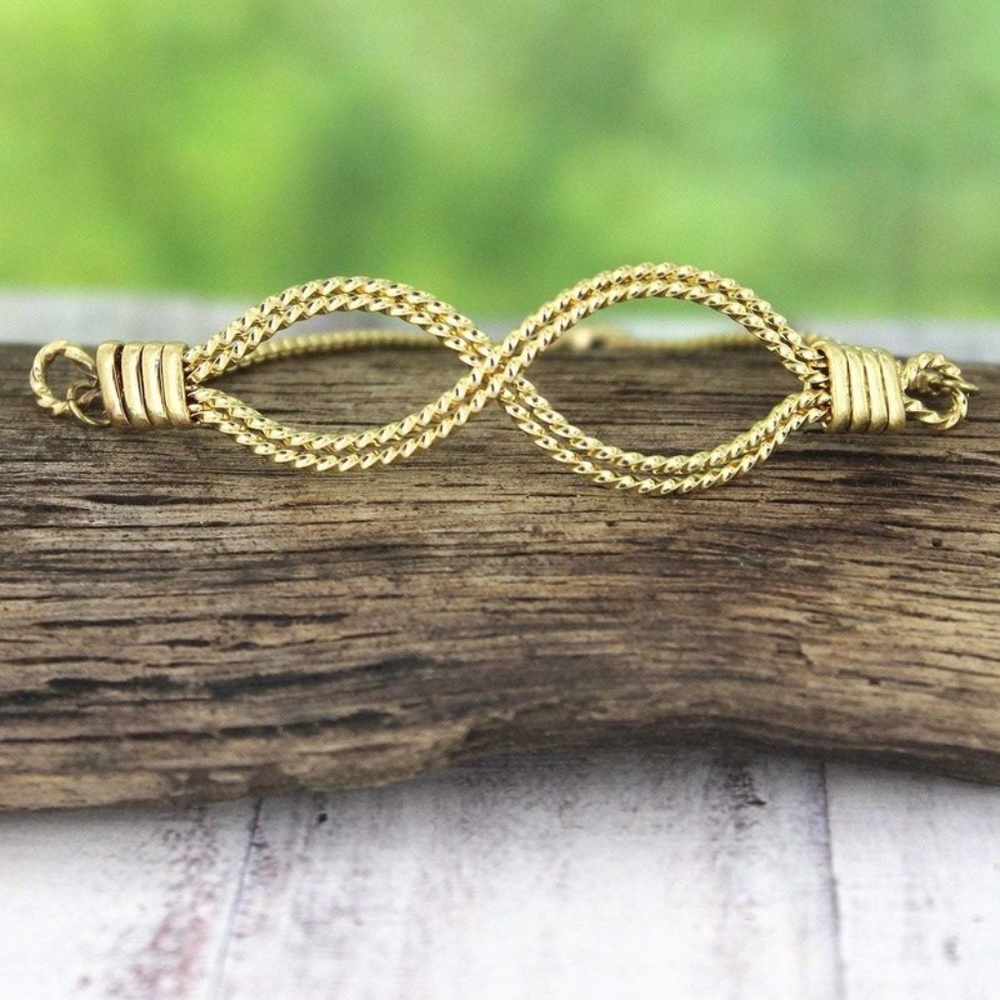 2/$15- GOLDTONE TEXTURED INFINITY BOLO BRACELET